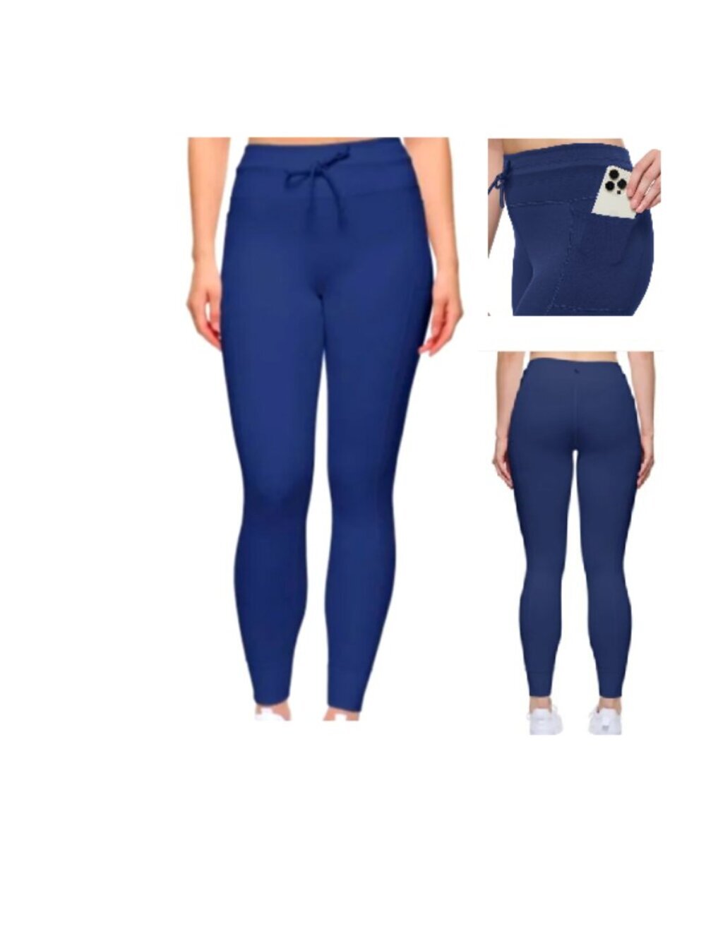 Lolë Women's Deep Cobalt Drawstring Leggings Side Pockets Size M